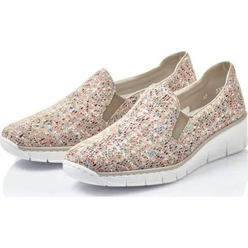 Dámské mokasíny Dámská kožená mokasína 53766-61 Rieker multikoltor Barva: beige, Velikost: 42