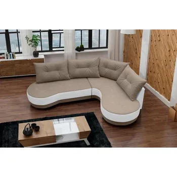 Obývací stěna FALCO Sedací souprava Abbey P sv.hnědá/bílá