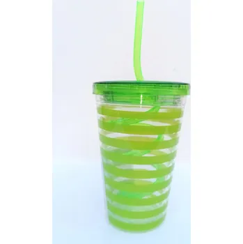 Toro Plastový dvouplášťový kelímek s brčkem, 250 ml - zelený 263703