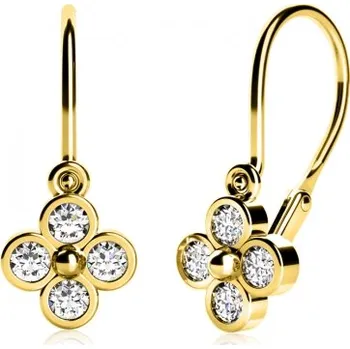 Náušnice Couple, Decentní dětské náušnice Alia, žluté zlato se zirkony, 585-53-3-1088.0Z00.0.00.001.14