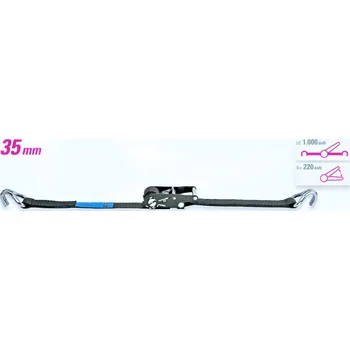 Upínací popruh černý upínací pás - kurta 2000kg 35A-2-B-DR-SPH - black, délka kompletu 6 m, barva černá