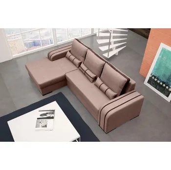 Obývací stěna FALCO Sedací souprava Perry L sv.hnědá/tm.hnědá