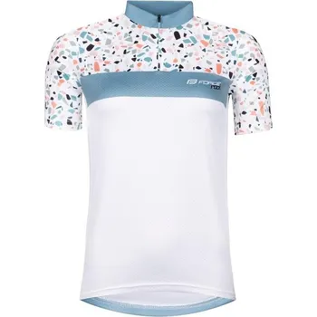 cyklistický dres Force dres ROCK LADY krátký rukáv (bílá/tyrkysová)