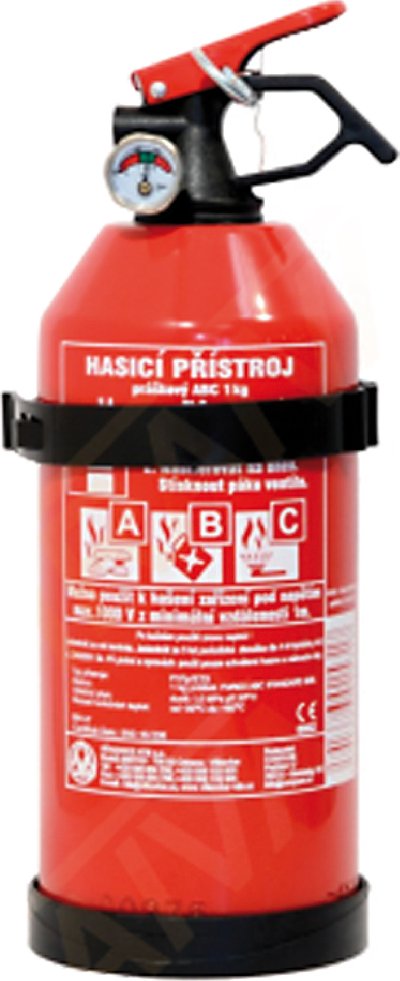 Hasicí přístroj práškový do auta 1 kg s revizí a manometrem