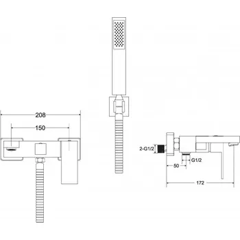 Nástěnná vanová baterie s příslušenstvím MODERN / VARIUM, chrom BABWMVSCH