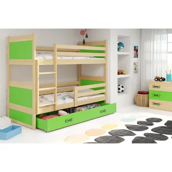 Ložnice FALCO Patrová postel Riky borovice/zelená