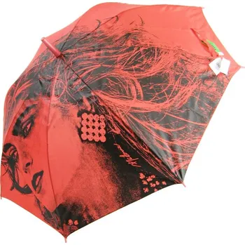 Deštník Dámský deštník červený (Červený deštník s ženskou tváří)