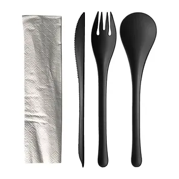 Jednorázové nádobí Cookplay Set jednorázových příborů Chikio EKO Set 1 Black, černý, 50 setů