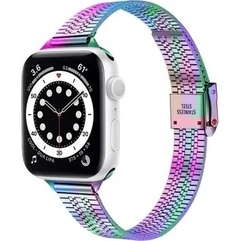 Řemínek na hodinky Tenký řemínek z nerezové oceli pro Apple Watch Ultra 49mm / 46mm / 45mm / 44mm / 42mm - duhový
