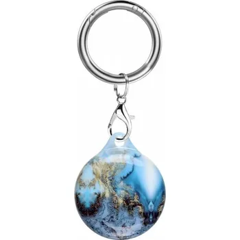 Pouzdro na mobilní telefon Vzorovaný obal s karabinou pro AirTag - modrý mramor