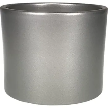 Obal na květináč Piskáček Praha Obal keramický válec, stříbrný, pr.13 cm