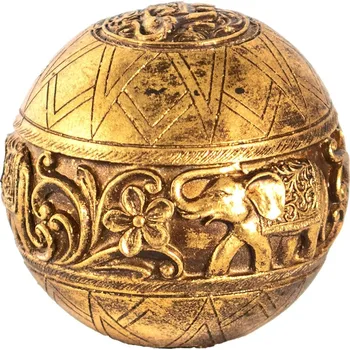 Zlatá antik dekorace koule s květy a slony - Ø 10 cm