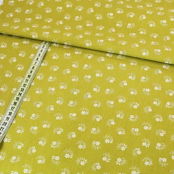 Bavlněné plátno - květ zeleno-hořčicová - šíře 150cm/1bm