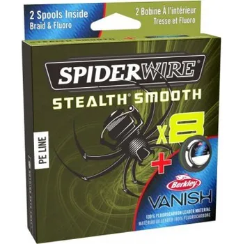 SPIDERWIRE - Šňůra Stealth smooth 8, 0,13mm/150m + fluorocarbon vanish 0,38mm/40m,m.green - VÝPRODEJ