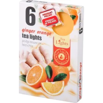 Svíčka Svíčka čajová ZÁZVOR S POMERANČEM vonná 6ks
