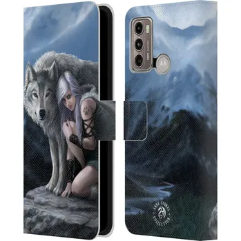 Pouzdro na mobilní telefon Pouzdro HEAD CASE na mobil Motorola Moto G60 fantasy - vlk ochránce (Flipové pouzdro, obal pro mobil Motorola Moto G60 Anne Stokes Fantasy vlk ochránce)