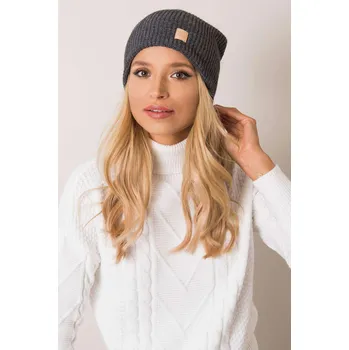 Čepice Dámská čepice s kožešinkovou bambulí model 1570 grafitová