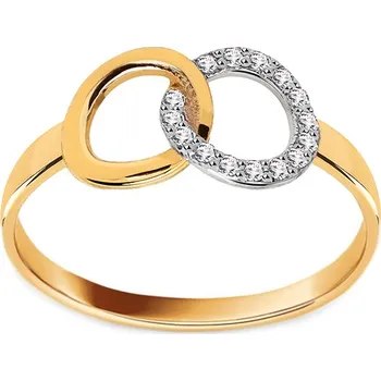 Prsten Zlatý prsten propojené kruhy se zirkony IZ25936 + dárkové balení LUXUS zdarma