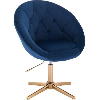 LuxuryForm DESIGN Kosmetické křeslo VERA VELUR na zlatém kříži - modré