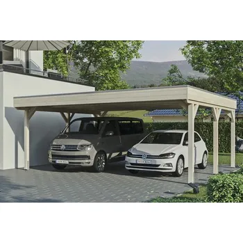 Přístřešek na auto Přístřešek na auto SKAN HOLZ Grunewald dvojitý 622 x 554 cm přírodní