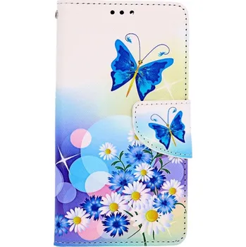 Pouzdro na mobilní telefon Pouzdro iPhone 13 knížkové Bílé s motýlkem (kryt neboli obal na iPhone 13)