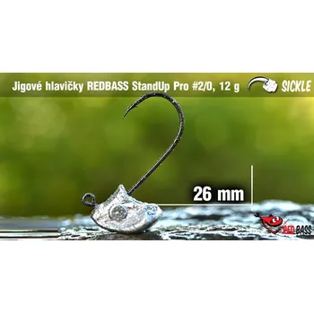 Rybářský háček Red Bass - Neváznoucí jigová hlavička StandUp Pro Sickle 12g / vel. 2/0