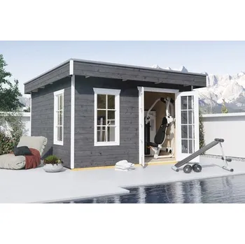 Zahradní domek Dřevěný zahradní domek SKAN HOLZ Breda 2 břidlicově šedý 380 x 380 cm