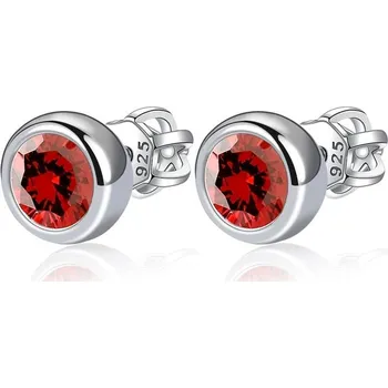Náušnice Stříbrné náušnice, červené zirkony 4 mm