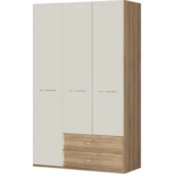 Šatní skříň Kombinovaná skříň 3D II Hagop-ořech pacifik/béžová - s osvětlením