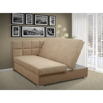 Postel Nabytekmorava Čalouněná postel s úložným prostorem MORAVA 180 pelest / barva: PEVNÁ / Alova béžová, PELEST(MATRACE): PUR PĚNA