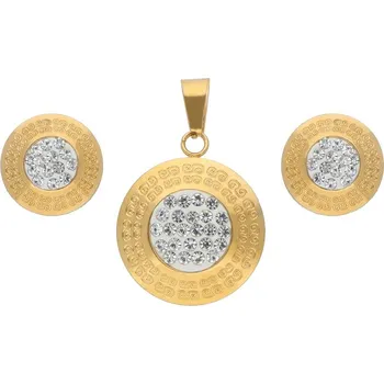 Souprava šperků Doria Set šperků z oceli zlatý s krystalky K293