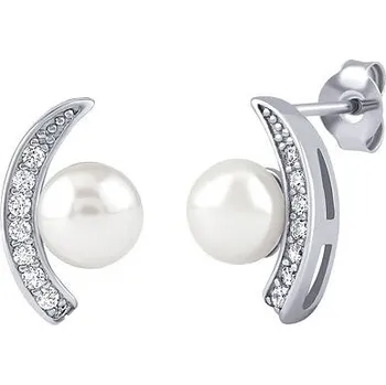 Náušnice Stříbrné náušnice ADELINA na puzetu s bílou přírodní perlou FNJE0608-2-PRLPS