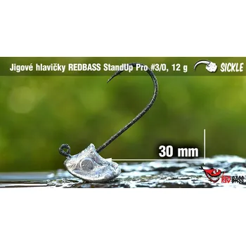 Rybářský háček Red Bass - Neváznoucí jigová hlavička StandUp Pro Sickle 12g / vel. 3/0