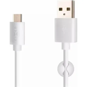 Datový kabel Kabel FIXED datový a nabíjecí s konektory USB/USB-C, USB 2.0, 1 metr, 20W, bílý