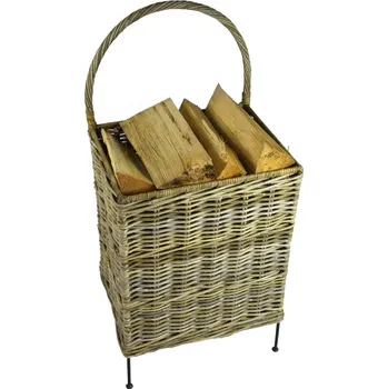Vingo Ratanový koš na dřevo na kolečkách s rukojetí Rozměry (cm): 45x35, v. 95