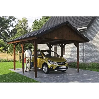 Přístřešek na auto Přístřešek na auto SKAN HOLZ Wallgau 430 x 500 cm ořech