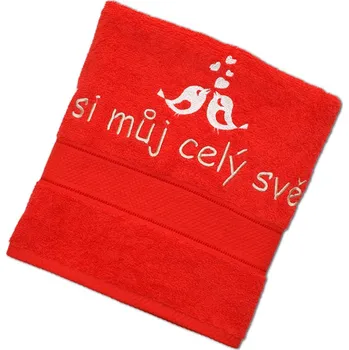 Žertovný předmět Osuška s nápisem Jsi můj celý svět