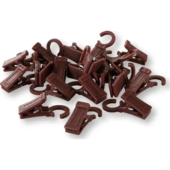 Uchycení záclony a závěsu Wooline Žabky na záclony a závěsy s kroužkem 20 ks mahagon