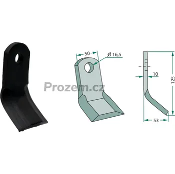 Pracovní nůž Mulčovací Y-nůž pro Celli, 125/10/16,5 mm