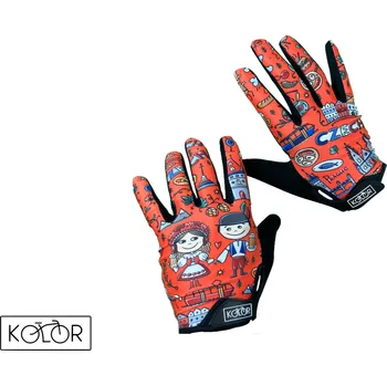 Cyklistické rukavice Celoprstové cyklistické rukavice KOLOR Czech - Červené Velikost: S