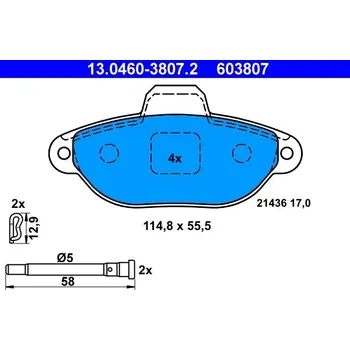 Brzdová destička Sada brzdových destiček, kotoučová brzda ATE 13.0460-3807.2