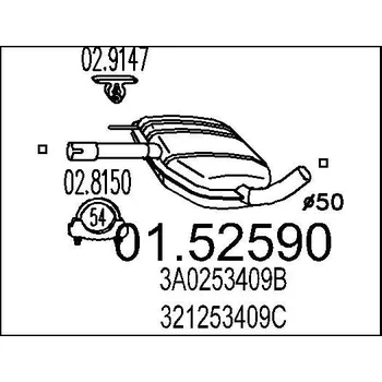 Auto-moto Střední tlumič výfuku MTS 01.52590