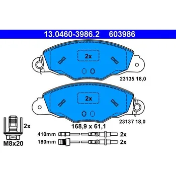 Brzdová destička Sada brzdových destiček, kotoučová brzda ATE 13.0460-3986.2