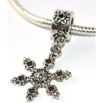Přívěsek Korálek Fashion Jewerly - Přívěsek Sněhová vločka s květinou, Příroda, Snowflake 3206