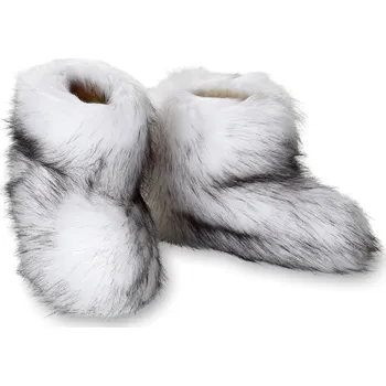 Dívčí bačkory Wooline Vlněné bačkory Yetti, huňaté bílé s kožešinou Velikost obuvi: 44-45