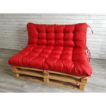 Podsedák Paletové prošívané sezení PIETRO SET - sedák 120x80 cm, opěrka 120x40 cm, barva červená, Mybesthome mall VO