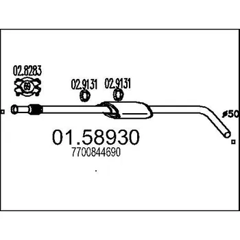Tlumič výfuku Střední tlumič výfuku MTS 01.58930