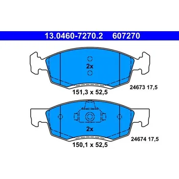 Brzdová destička Sada brzdových destiček, kotoučová brzda ATE 13.0460-7270.2
