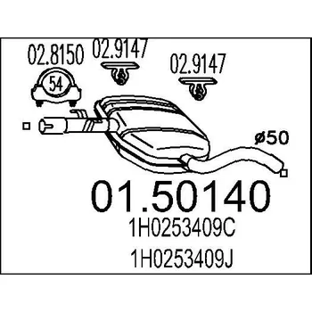 Auto-moto Střední tlumič výfuku MTS 01.50140