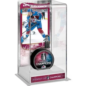 Puk Fanatics Vitrína na puk Colorado Avalanche NHL 2022 Stanley Cup Champions Nathan MacKinnon Logo Deluxe Tall Hockey Puck Case